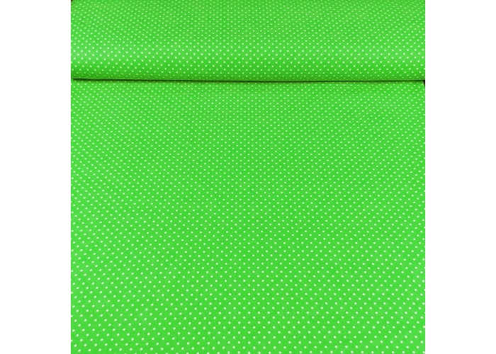 Tkanina bawełniana LIMONKOWY W BIAŁE GROSZKI 4MM- 140g/m²/160cm